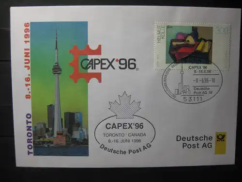 Messebrief, Ausstellungsbrief Deutsche Post: Internationale Briefmarken-Ausstellung  CAPEX96, Toronto 1996