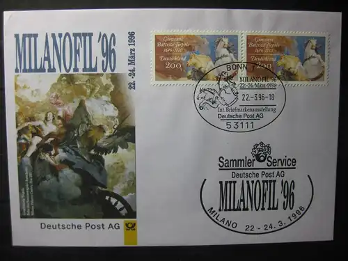 Messebrief, Ausstellungsbrief Deutsche Post: Internationale Briefmarken-Ausstellung  Milanofil 96, Mailand 1996