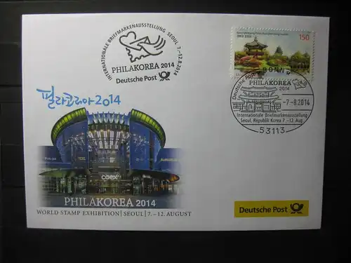 Messebrief, Ausstellungsbrief Deutsche Post: World Stamp Exhibition PhilaKorea 2014, Seoul