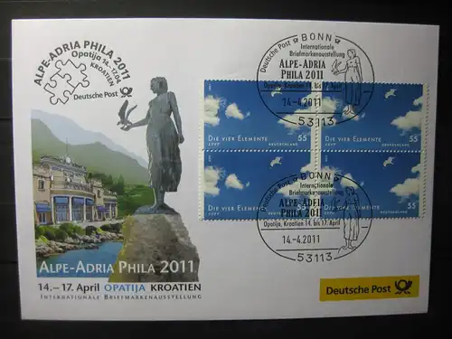 Messebrief, Ausstellungsbrief Deutsche Post: Internationale Briefmarken-Ausstellung  Alpe-Adria Phila 2011, Opatija/Kroatien