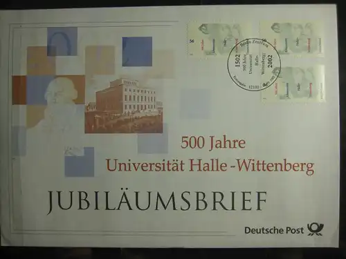 Jubiläumsbrief Deutsche Post: Universität Halle-Wittenberg; 2002