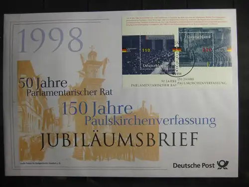 Jubiläumsbrief Deutsche Post: 50 Jahre Parlamentarischer Rat; 1998