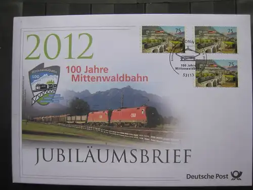 Jubiläumsbrief Deutsche Post: 100 Jahre Mittenwaldbahn