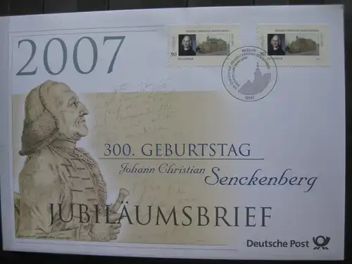 Jubiläumsbrief Deutsche Post: 300. Geburtstag Johann Ch. Senckenberg
