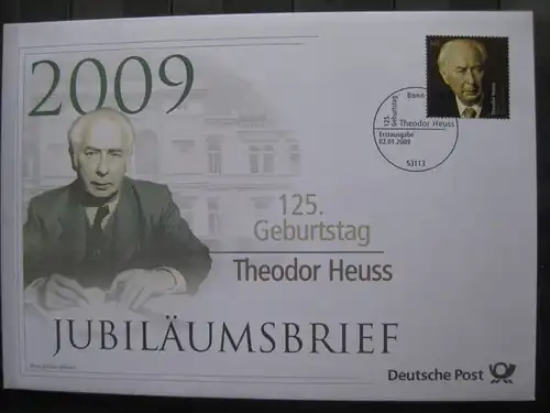 Jubiläumsbrief Deutsche Post: 125. Geburtstag Theodor Heuss