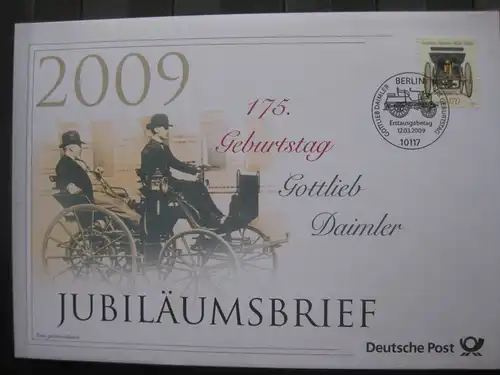 Jubiläumsbrief Deutsche Post: 175. Geburtstag Gottlieb Daimler, 2009