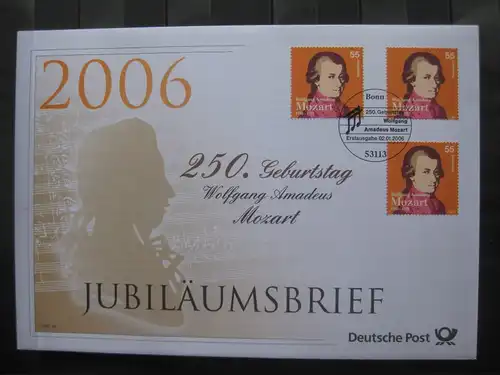 Jubiläumsbrief Deutsche Post: 250. Geburtstag Wolfgang A. Mozart, 2006