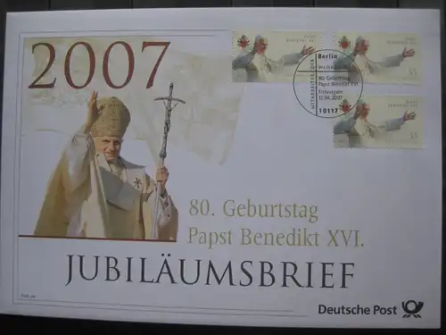 Jubiläumsbrief Deutsche Post: 80. Geburtstag Papst Benedikt XVI., 2007