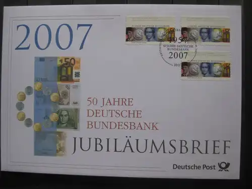 Jubiläumsbrief Deutsche Post: 50 Jahre Deutsche Bundesbank, 2007