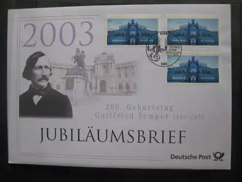 Jubiläumsbrief Deutsche Post: 200. Geburtstag Gottfried Semper, 2003