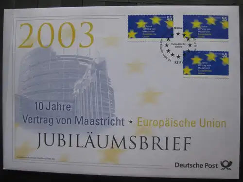 Jubiläumsbrief Deutsche Post: 10 Jahre Vertrag von Maastricht, 2003