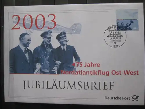 Jubiläumsbrief Deutsche Post: 75 Jahre Nordatlantikflug, 2003