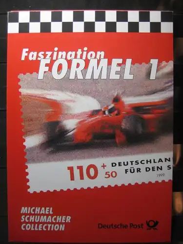 Gedenkblatt  Erinnerungsblatt der Deutsche Post: Faszination FORMEL 1; Michael Schumacher Collection, 1999