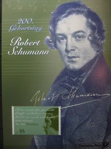Gedenkblatt  Erinnerungsblatt der Deutsche Post: Robert Schumann