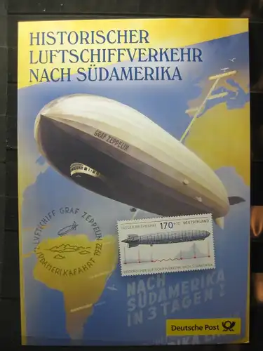 Gedenkblatt  Erinnerungsblatt der Deutsche Post: Historischer Luftschiffverkehr nach Südamerika, 2007