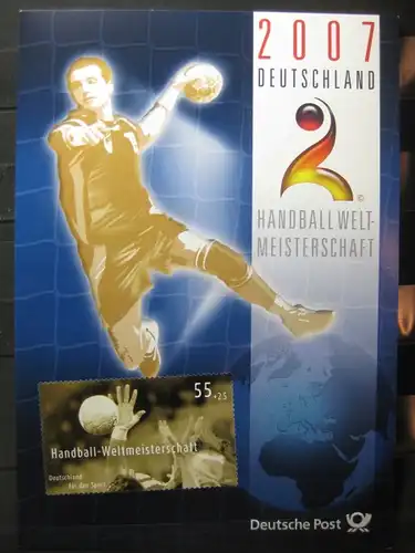 Gedenkblatt  Erinnerungsblatt der Deutsche Post: Handball-Weltmeisterschaft in Deutschland, 2007