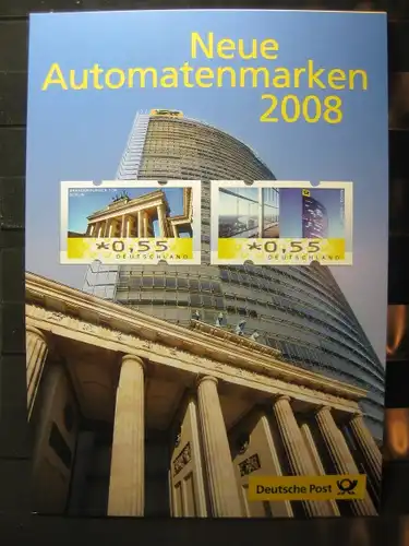 Gedenkblatt  Erinnerungsblatt der Deutsche Post: Neue Automatenmarken 2008