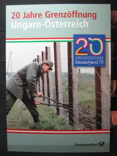 Gedenkblatt  Erinnerungsblatt der Deutsche Post: 20 Jahre Grenzöffnung Ungarn-Österreich