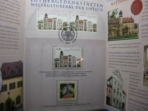 Gedenkblatt  Erinnerungsblatt der Deutsche Post: Luthergedenkstätten in Eisleben und Wittenberg, 2009