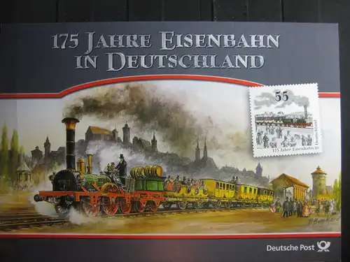 Gedenkblatt  Erinnerungsblatt der Deutsche Post: 175 Jahre Eisenbahn in Deutschland, 2010