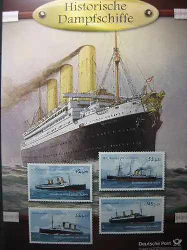 Gedenkblatt  Erinnerungsblatt der Deutsche Post: Historische Dampfschiffe, 2010