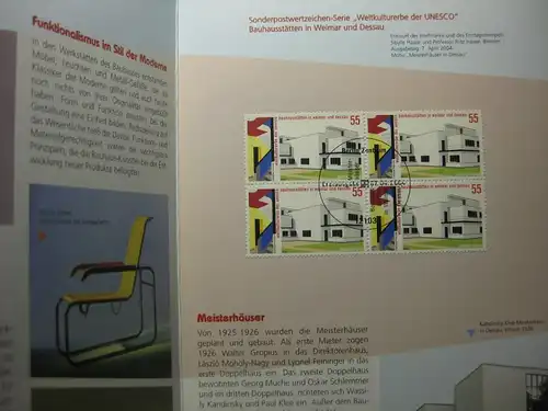 Gedenkblatt  Erinnerungsblatt der Deutsche Post: Bauhaus, 2004