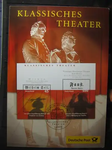 Gedenkblatt  Erinnerungsblatt der Deutsche Post: Klassisches Theater, 2004