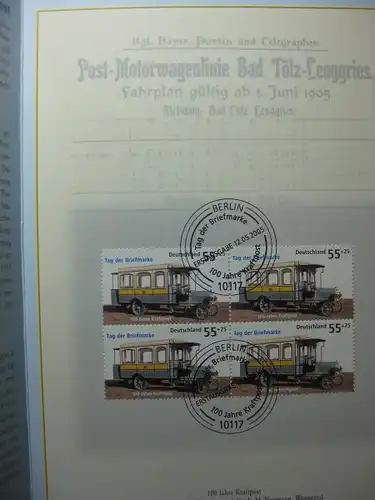 Gedenkblatt  Erinnerungsblatt der Deutsche Post: 100 Jahre Kraftpost, 2005