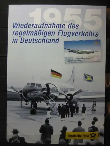 Gedenkblatt  Erinnerungsblatt der Deutsche Post: Wiederaufnahme des Flugverkehrs in Deutschland, 2005