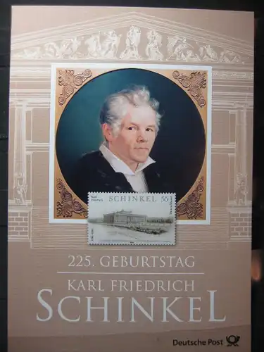Gedenkblatt  Erinnerungsblatt der Deutsche Post: 225. Geburtstag Karl Fr. Schinkel