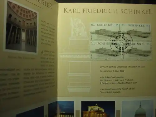 Gedenkblatt  Erinnerungsblatt der Deutsche Post: 225. Geburtstag Karl Fr. Schinkel