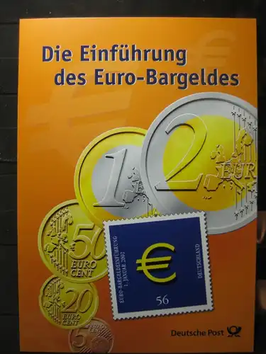 Gedenkblatt  Erinnerungsblatt der Deutsche Post: Einführung des Euro-Bargeldes, 2002