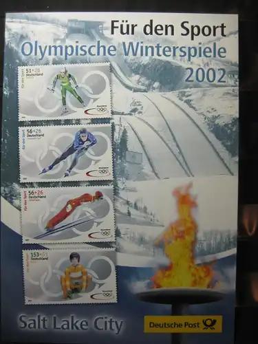 Gedenkblatt  Erinnerungsblatt der Deutsche Post: Für den Sport, Olympische Winterspiele 2002