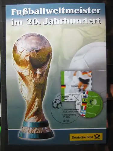 Gedenkblatt  Erinnerungsblatt der Deutsche Post: Fußballweltmeister im  20. Jahrhundert, 2002
