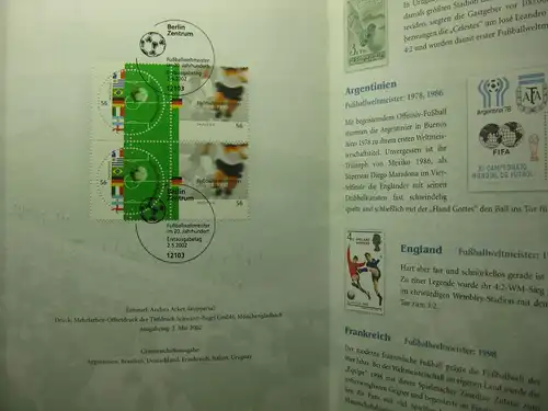 Gedenkblatt  Erinnerungsblatt der Deutsche Post: Fußballweltmeister im  20. Jahrhundert, 2002