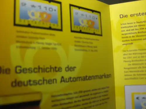 Gedenkblatt  Erinnerungsblatt der Deutsche Post: Automatenmarken - von der D-Mark zum Euro, 2002