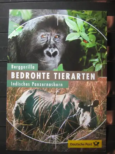 Gedenkblatt  Erinnerungsblatt der Deutsche Post: Bedrohte Tierarten, 2001