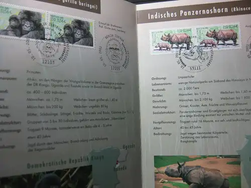Gedenkblatt  Erinnerungsblatt der Deutsche Post: Bedrohte Tierarten, 2001