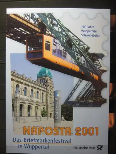 Gedenkblatt  Erinnerungsblatt der Deutsche Post: NAPOSTA 2001 Wuppertal