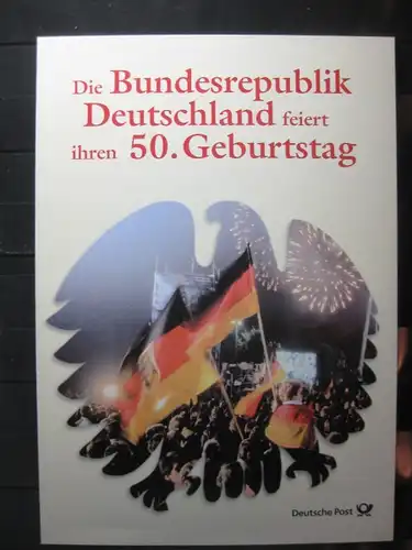 Gedenkblatt  Erinnerungsblatt der Deutsche Post: 50. Geburtstag Bundesrepublik Deutschland, 1999