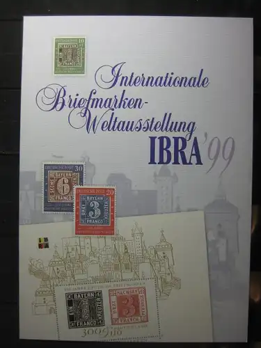 Gedenkblatt  Erinnerungsblatt der Deutsche Post: Internationale Briefmarken-Ausstellung IBRA 99 Nürnberg