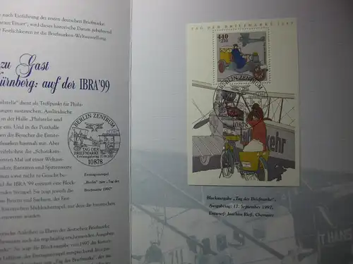 Gedenkblatt  Erinnerungsblatt der Deutsche Post: Internationale Briefmarken-Ausstellung IBRA 99 Nürnberg