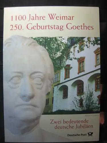 Gedenkblatt  Erinnerungsblatt der Deutsche Post: 1100 Jahre Weimar, 250. Geburtstag Goethes, 1999
