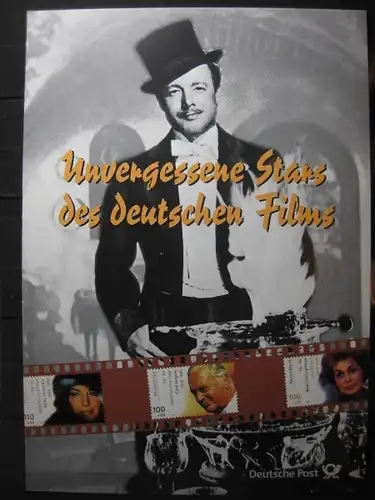 Gedenkblatt  Erinnerungsblatt der Deutsche Post: Unvergessene Stars des deutschen Films, 2000