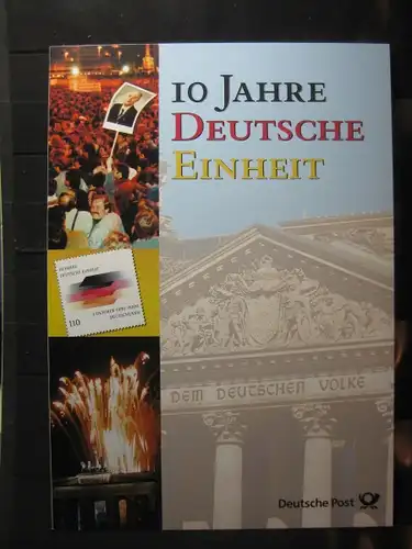 Gedenkblatt  Erinnerungsblatt der Deutsche Post: 10 Jahre Deutsche Einheit, 2000