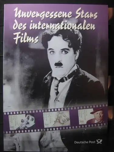 Gedenkblatt  Erinnerungsblatt der Deutsche Post: Unvergessene Stars des internationalen Films, 2001