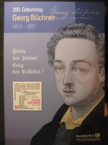 Gedenkblatt  Erinnerungsblatt der Deutsche Post: Georg Büchner