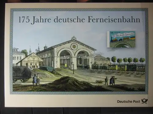 Gedenkblatt  Erinnerungsblatt der Deutsche Post: 175 Jahre deutsche Ferneisenbahn, 2014
