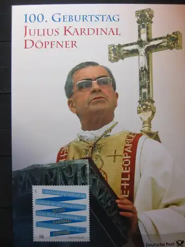 Gedenkblatt  Erinnerungsblatt der Deutsche Post: 100. Geburtstag Julius Kardinal Döpfner, 2013