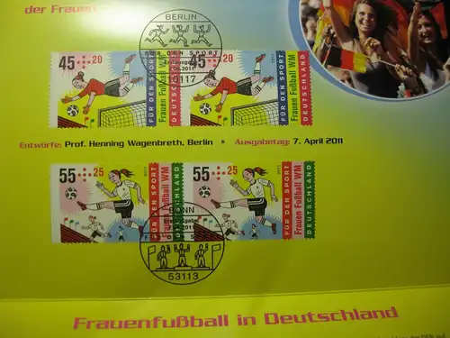Gedenkblatt  Erinnerungsblatt der Deutsche Post: Fußballweltmeisterschaft der Frauen Deutschland 2011